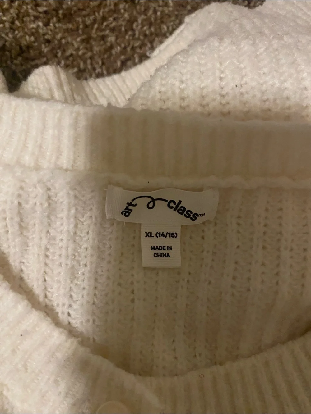 art class Cream Cable-Knit Cardigan with Bow Accents